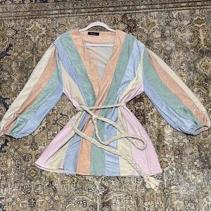 Colorful Striped Wrap Dress